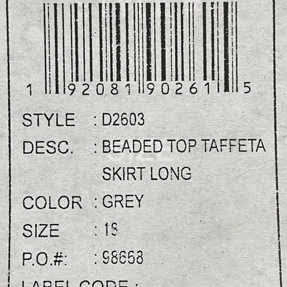 NWT Pisarro Night Beaded Sequin Bodice Mixed Media Taffeta Maxi Dress Grey 18 - Picture 8 of 11